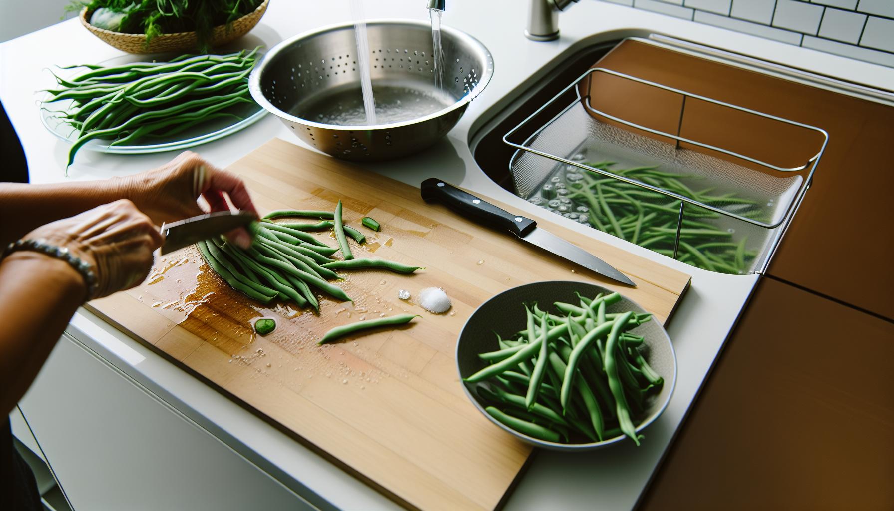 Prepping green ⁤Beans:⁤ Washing, Trimming,⁣ and Seasoning⁤ Tips