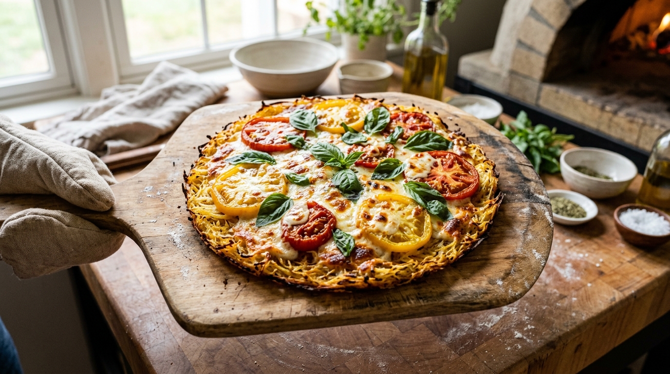 Spaghetti Squash Crust: The Ultimate Crispy Gluten-Free Pizza Recipe (AI Generated Image)