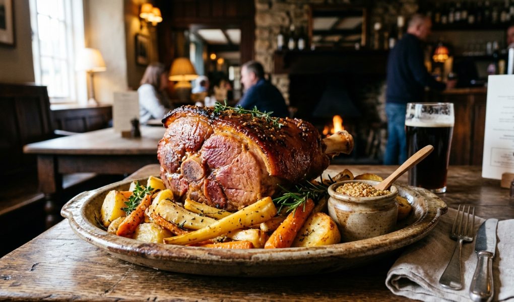 Slow Cooker Ham Shank UK Recipe: Tender British Gammon with Pease Pudding & Cider 1 uk ham shank (AI Generated Image)