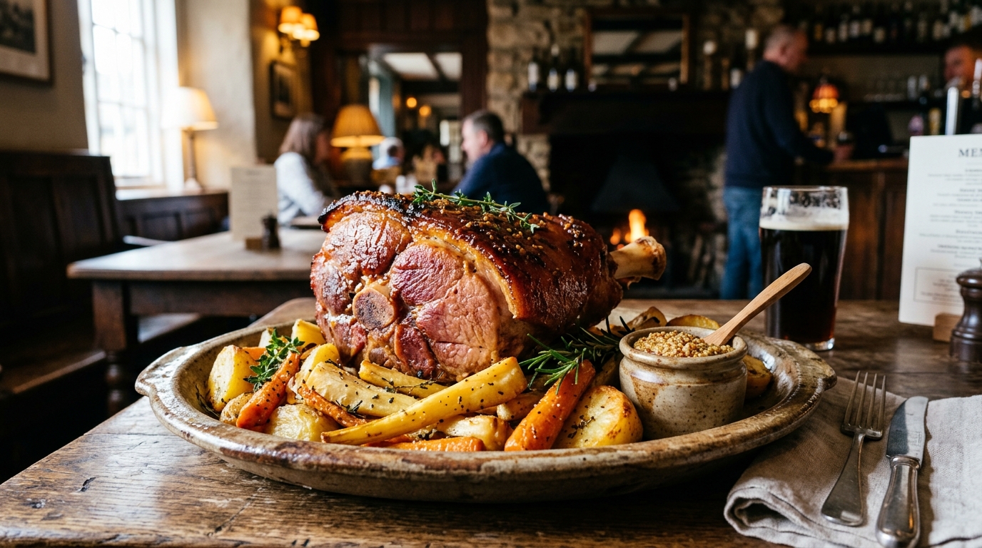 Slow Cooker Ham Shank UK Recipe: Tender British Gammon with Pease Pudding & Cider (AI Generated Image)