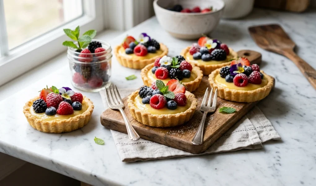 Elegant gluten-free berry and lemon tartlets (AI Generated Image)